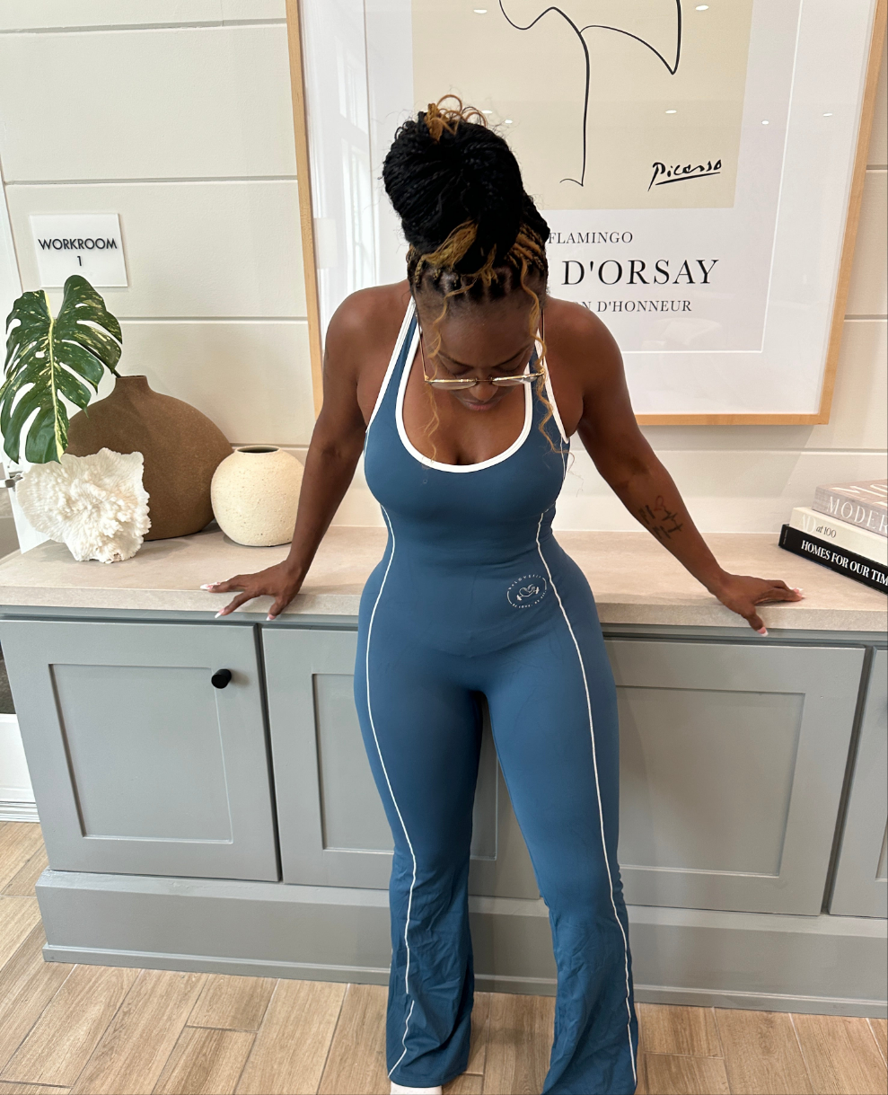 Contrast Backless Jumpsuit