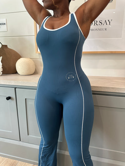 Contrast Backless Jumpsuit