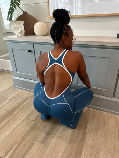Contrast Backless Jumpsuit